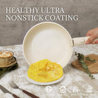 Ceramic Cookware Set Non Stick 8Pcs Pots and Pans Set Detachable Handle Induction Kitchen Cooking Set with Frying Pans Oven Dishwasher Safe, PFAS/PFOA Free, Cream White