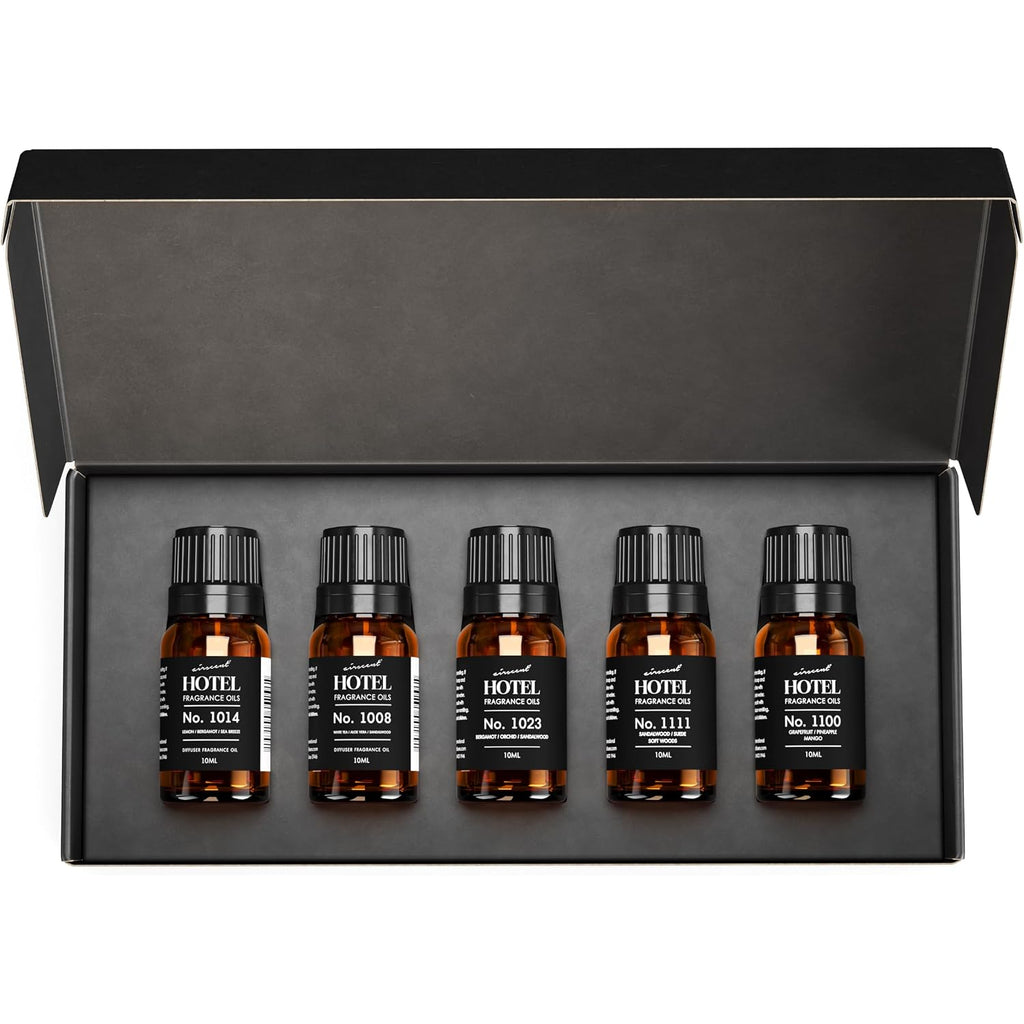 Airscent Hotel Diffuser Oil Gift Set - Buyers Best Picks 5 Pack - 10 Ml | Fragrance Oil Sampler Set - Inspired By The Baccarat Nyc, My Way And Capri Brezza And Other Hotel Scent Samples