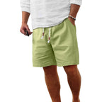 Comdecevis Men'S Linen Shorts Casual Elastic Waist Drawstring Summer Beach Vacation Yoga Golf Shorts With Pockets