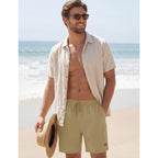 Tacvasen Men'S Shorts 7 Inch Casual Twill Drawstring Summer Water-Repellent Beach Shorts With Zipper Pocket