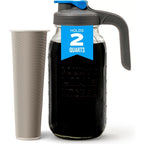 County Line Kitchen 64 Oz Glass Cold Brew Coffee Maker With Leak-Proof Lid, Wide Mouth Mason Jar - Iced Coffee And Tea Pitcher - Gray
