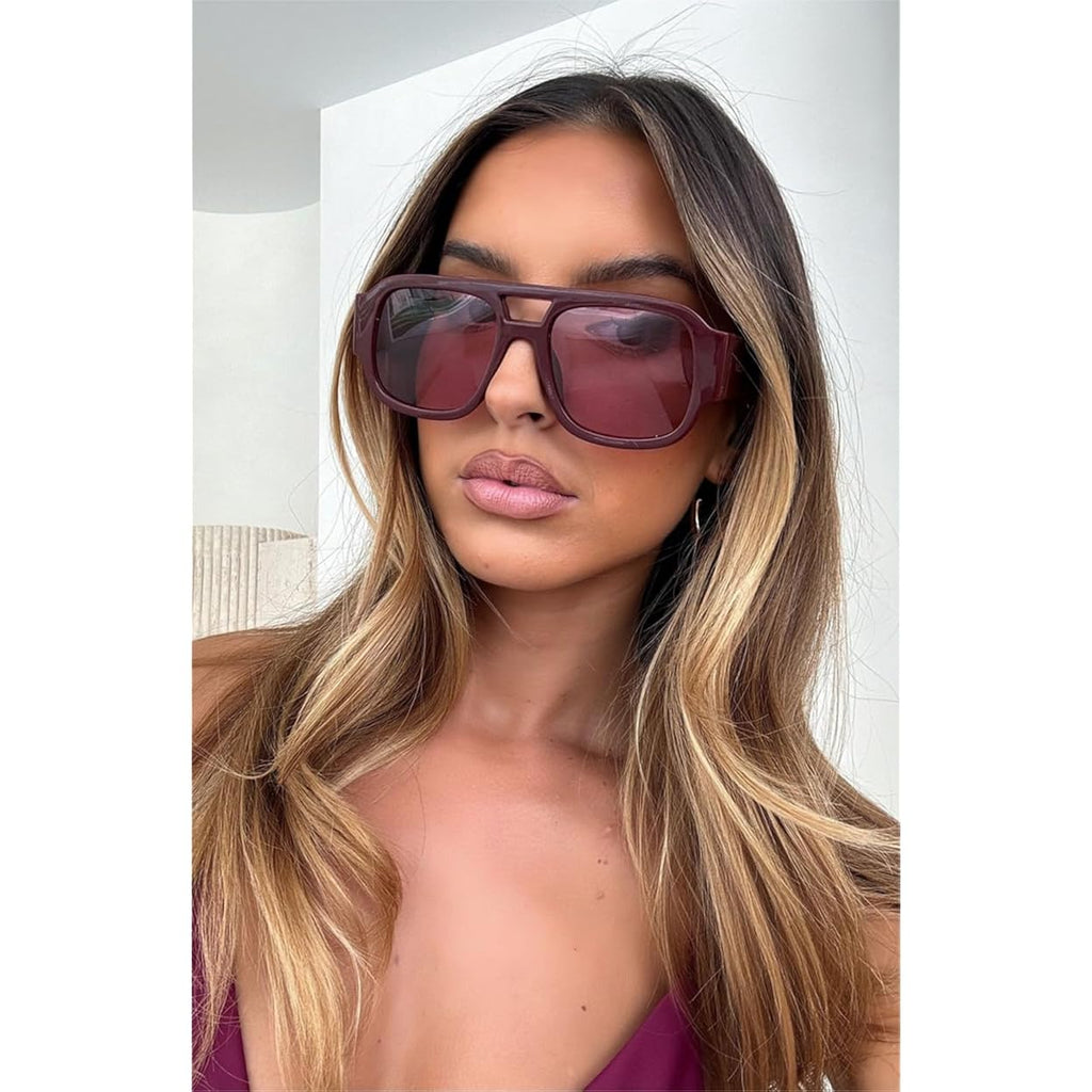Tya Retro Oversized Aviator Sunglasses For Women Men 2026 Square Double Bridge Trendy Sun Glasses Uv400
