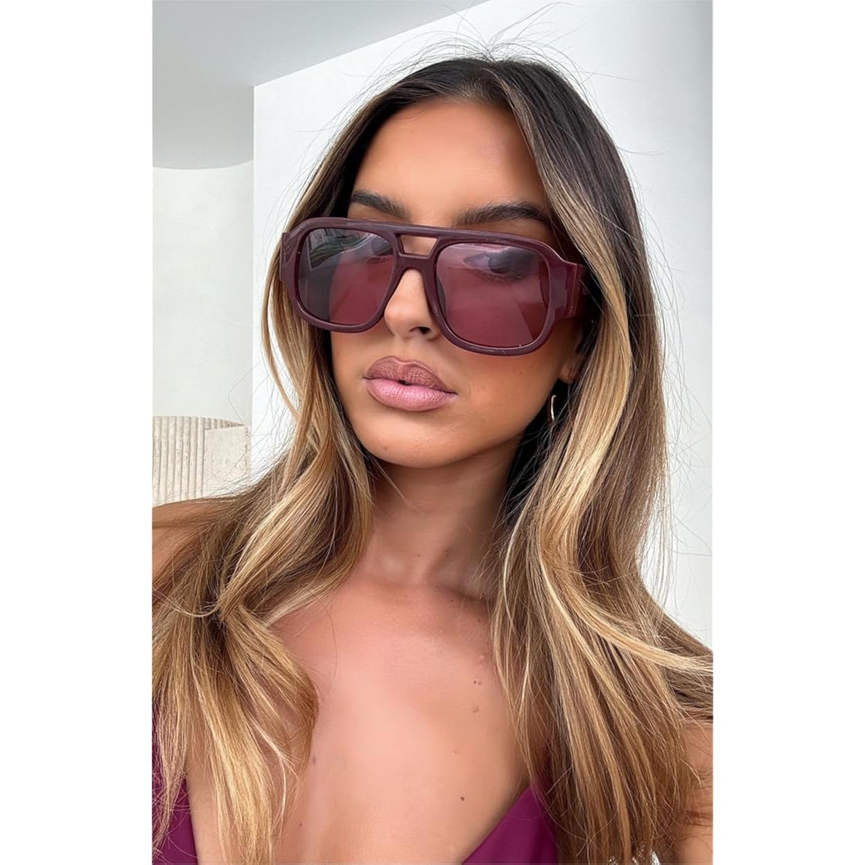 Tya Retro Oversized Aviator Sunglasses For Women Men 2026 Square Double Bridge Trendy Sun Glasses Uv400