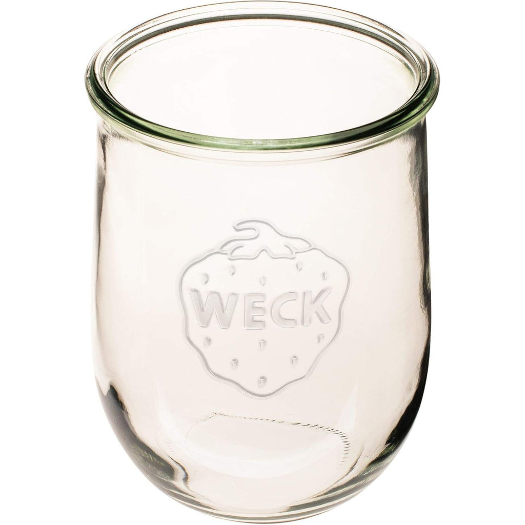 Weck Tulip Jar - Sour Dough Starter Jars for Sourdough - 1 x WECK 745 Large Clear Jar with Wide Mouth - 1 Liter Includes Glass Lid, rubber seal and steel clips