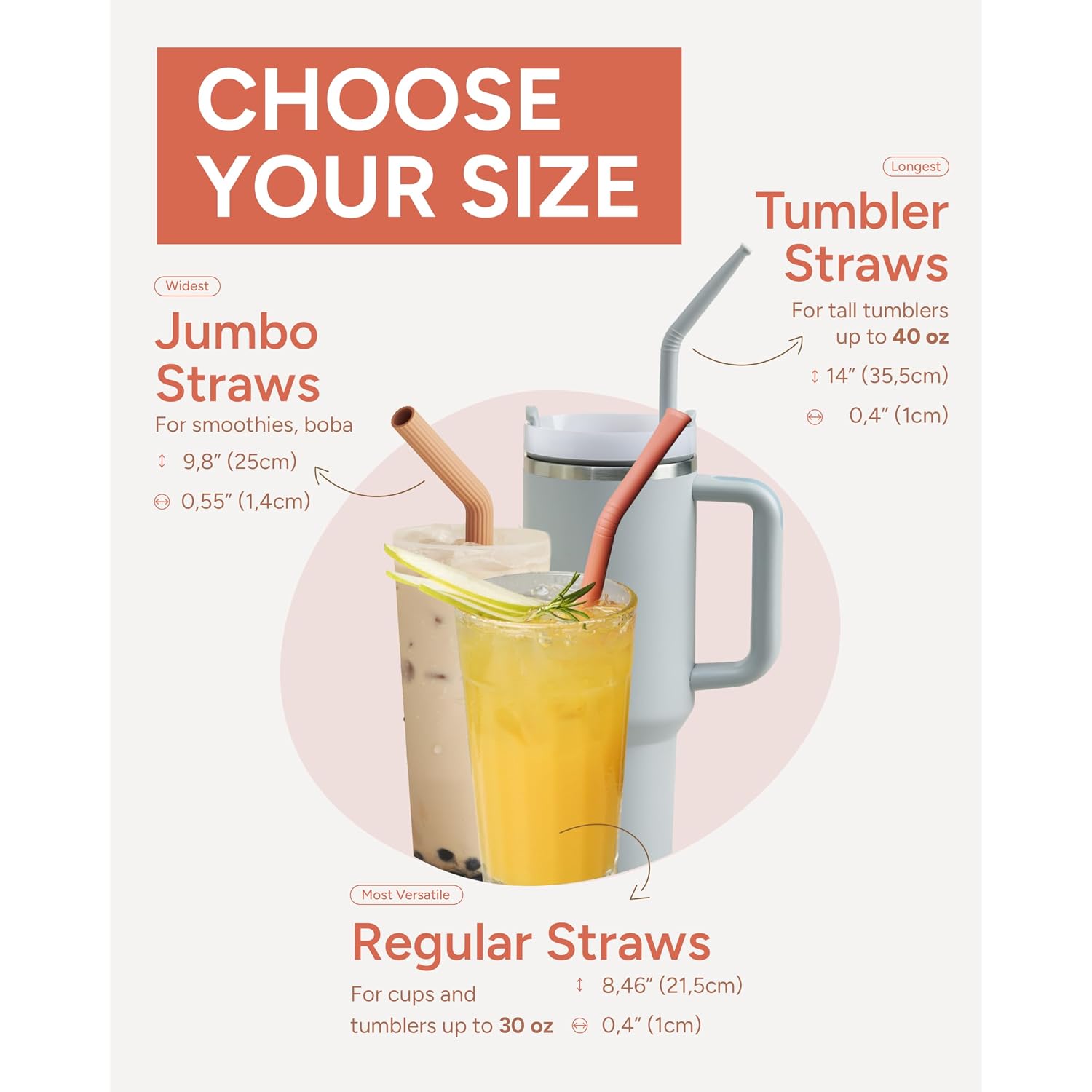 Nightingale Reusable Silicone Straws - Bendy Drinking Straw With Cleaning Brush - Collapsible And Bendable Travel Straw For Kids - Dishwasher Safe, Food-Safe - Set Of 6 (Oak Multi)