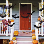 Yujun Halloween Hanging Bats 12 Pieces 3D Realistic Scary Large Fake Black Hanging Flying Bat Spooky For Yard Sign Outdoor Indoor Lawn Decorations(3 Style)