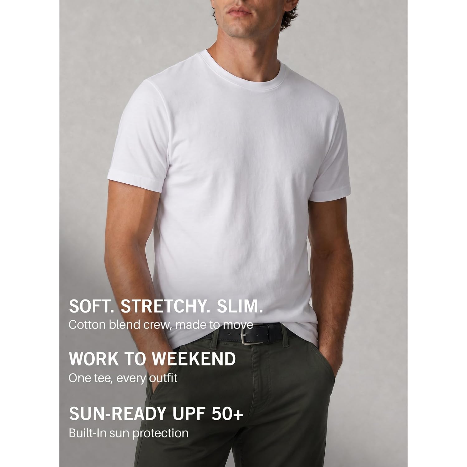 Kenneth Cole Reaction Mens T-Shirt Pack Of 3 - Upf 50+ Cotton/Spandex Jersey Slim Fit T Shirts For Men 3-Pack
