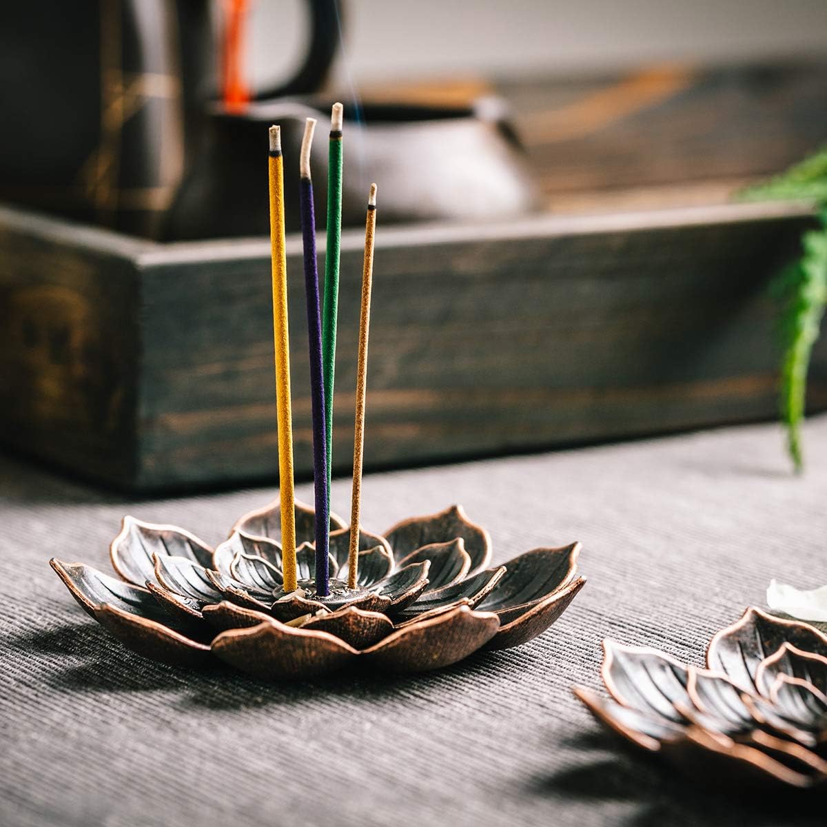 Garmoly Incense Burner, Incense Holder For Sticks, Brass Lotus Incense Stick Holder And Detachable Ash Catcher