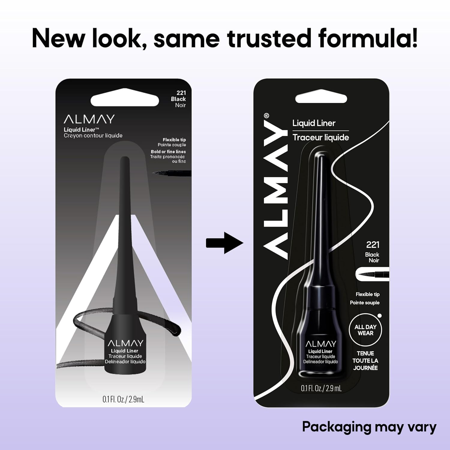 Almay Liquid Eyeliner, Waterproof, Fade-Proof Eye Makeup, Easy-To-Apply Liner Brush (Packaging May Vary), 221 Black