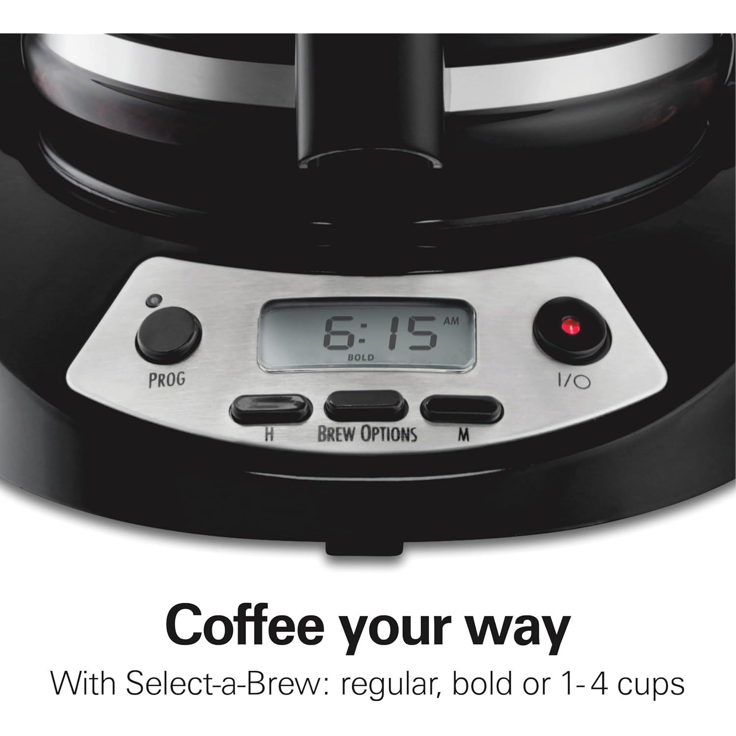 Hamilton Beach 12 Cup Programmable Drip Coffee Maker | Regular & Bold Brew Options | Auto Pause And Pour | Glass Carafe | Black With Stainless Accents | 46299J