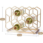 14 Bottle Countertop Wine Rack - Freestanding Modern Gold Metal Wine Rack - Tabletop Wine Holder Stand For Cabinet, Pantry, Wine Bottle Storage……