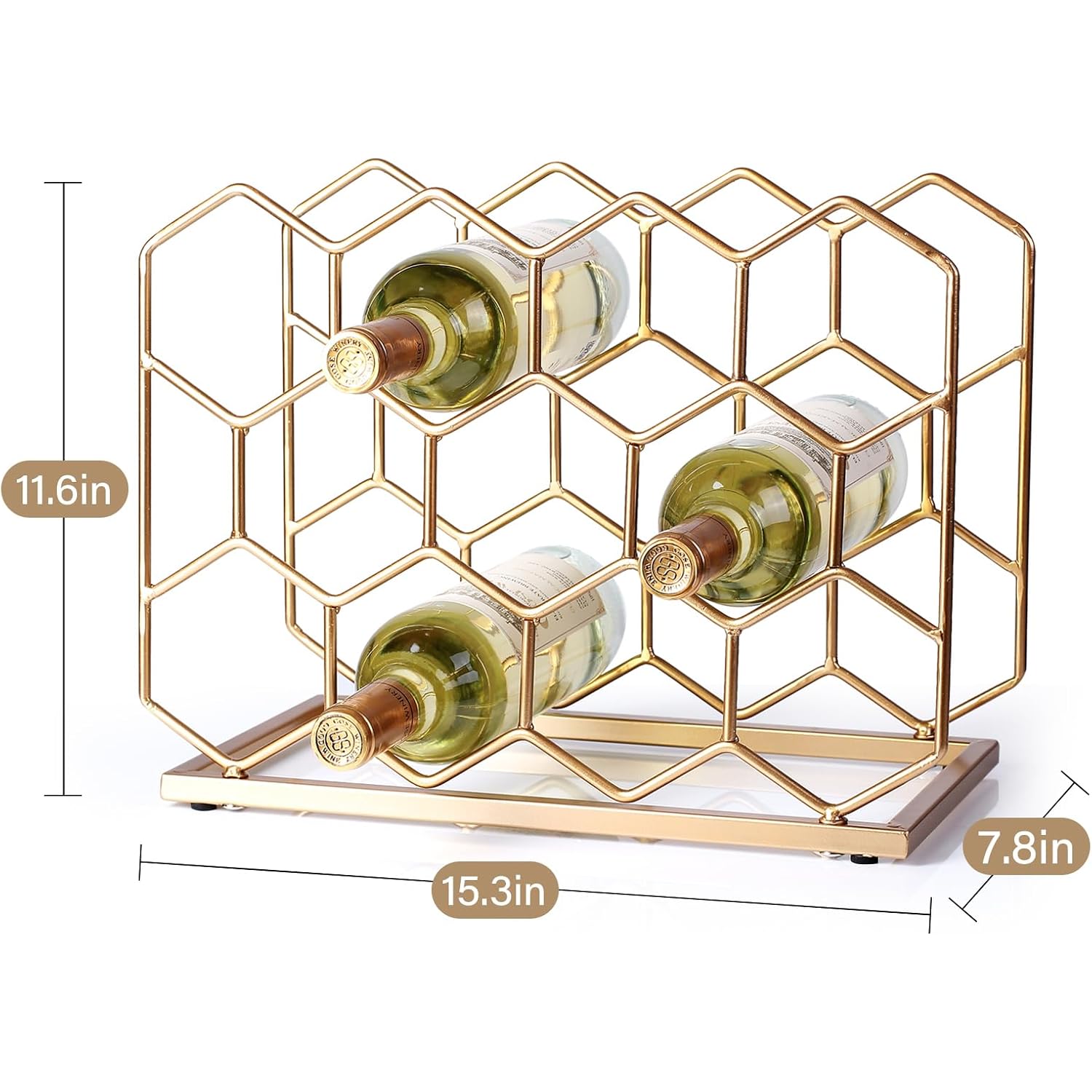 14 Bottle Countertop Wine Rack - Freestanding Modern Gold Metal Wine Rack - Tabletop Wine Holder Stand For Cabinet, Pantry, Wine Bottle Storage……