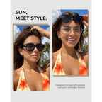 LOHO Sunglasses That Fit Over Glasses, Over Glasses Sunglasses for Women Men, Polarized UV400 Driving Shades Cat Eye Black