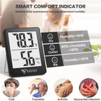 Doqaus Digital Hygrometer Indoor Thermometer Humidity Meter Room Thermometer With 5S Fast Refresh Accurate Temperature Humidity Monitor For Home, Bedroom, Baby Room, Office, Greenhouse, Cellar (Black)