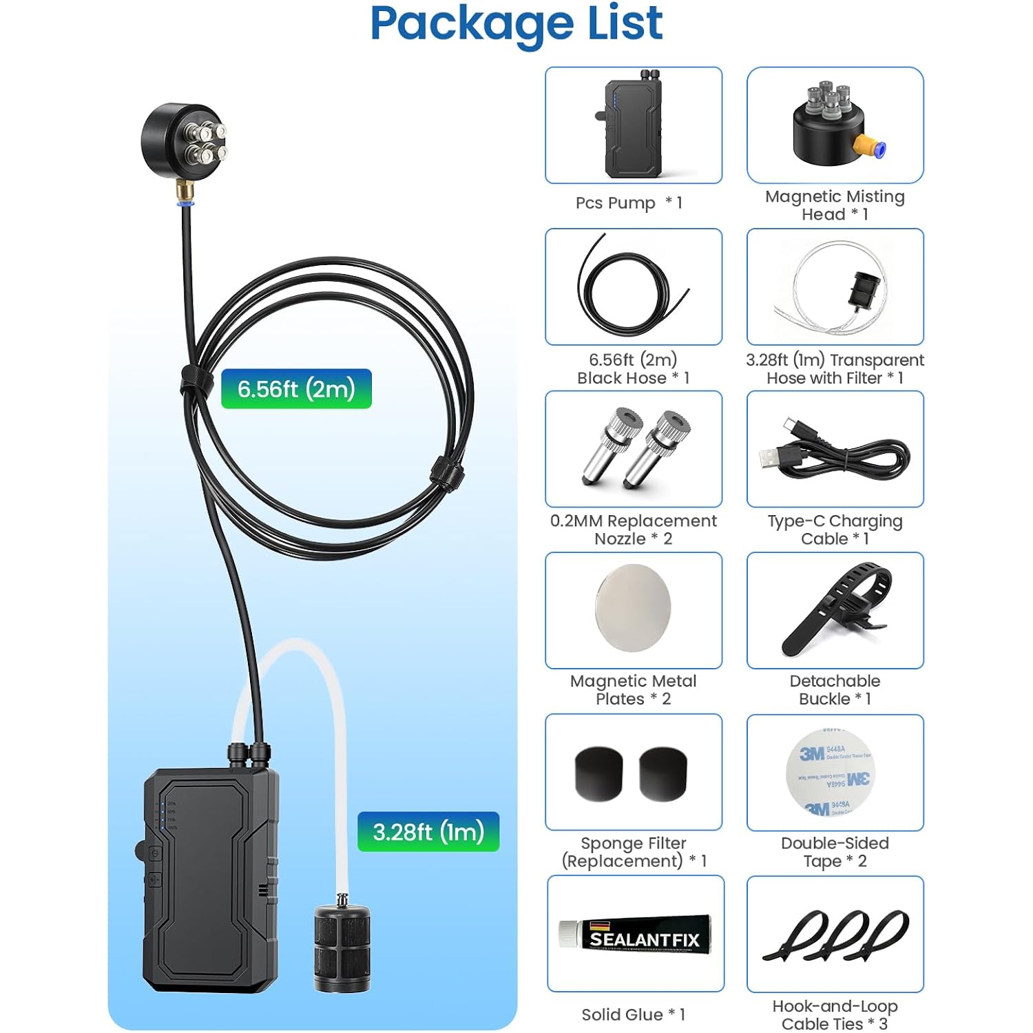 Portable Magnetic Misting System With Pump, 6000Mah Outdoor Fan Misters Kit For Outside Patio Golf Cart, Water Sprayer For Cooling Sport, Canopy, Beach, Camp, Gazebo, Umbrella, Dugout- 4 Nozzles