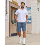 Coofandy Mens Casual Shorts Cotton Drawstring Elastic Waist Lightweight 9" Chino Golf Shorts Summer Beach Shorts