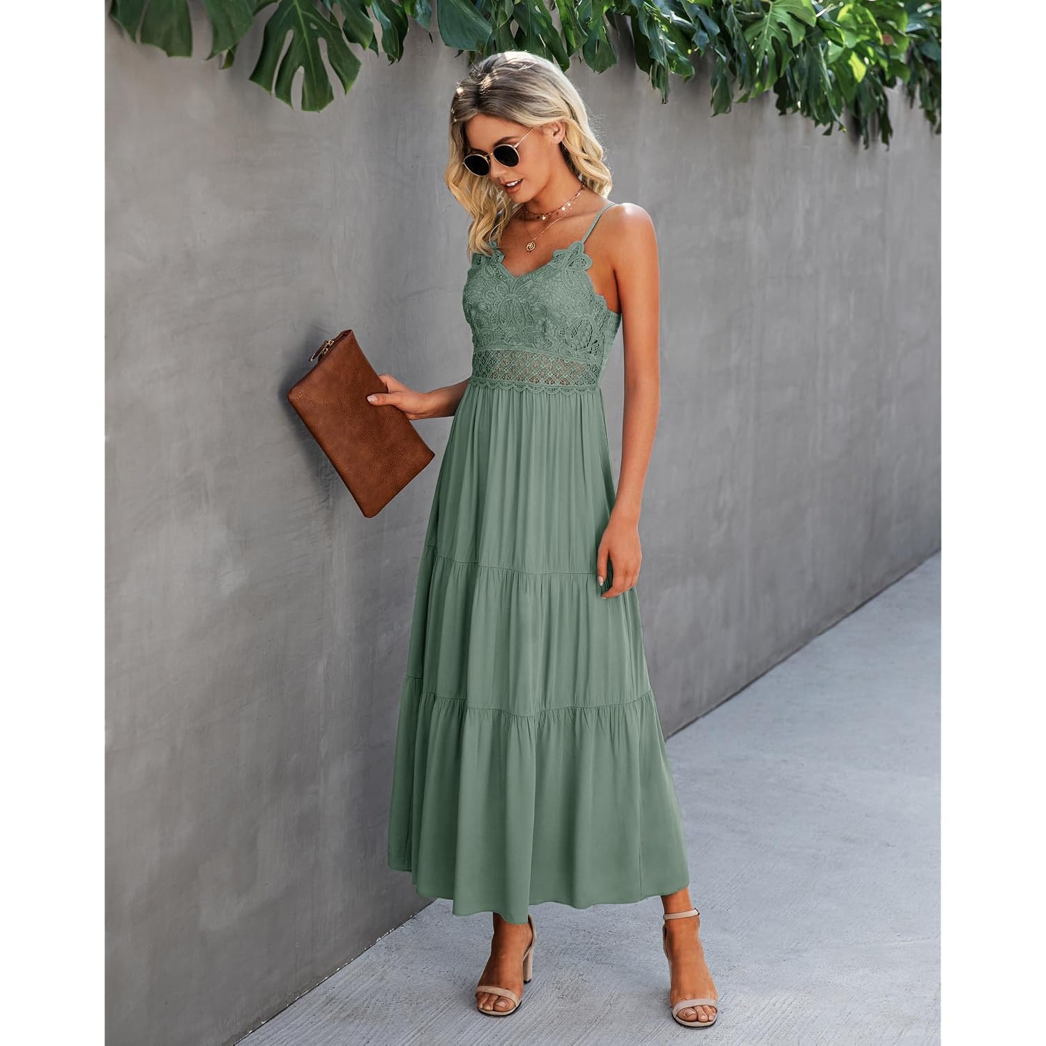 Dokuritu Women'S Beach Crochet Lace Maxi Dress Solid Color Summer Vacation Spaghetti Strap Long Dress 2026