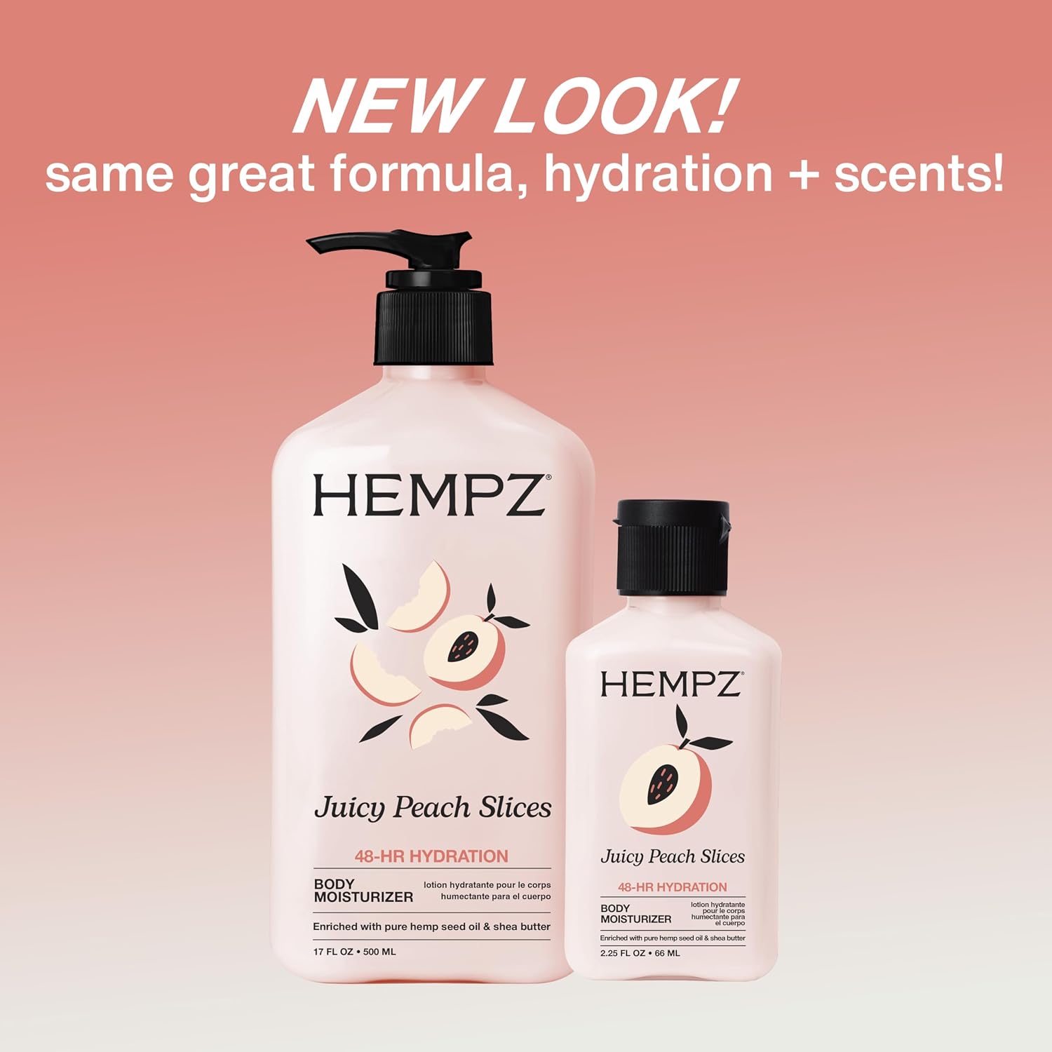 Hempz Juicy Peach Lotion, Natural Hemp Seed Oil Hydrating Body Moisturizer With Shea Butter, Peach Extract, And Aloe Vera Extract, 17 Fl.Oz.