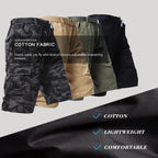 Men'S Cargo Shorts 3/4 Relaxed Fit Mens Running Shorts 7 Pockets Elastic Waist Cotton Hiking Shorts