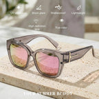 LVIOE Polarized Fit Over Sunglasses for Women Men Oversized Square Over Glasses Sunglasses with UV Protection A02 Grey Frame/Pink Lens