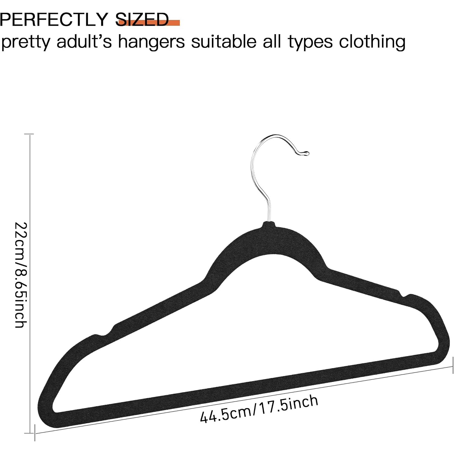 Black Velvet Hangers 60 Pack, Slim Space Saving Suit Hangers For Closet Organizer, Rotating Silver Hook, Non Slip Clothes Felt Hanger Heavy Duty For Coat,Shirt, Pants, Camisole, Dress