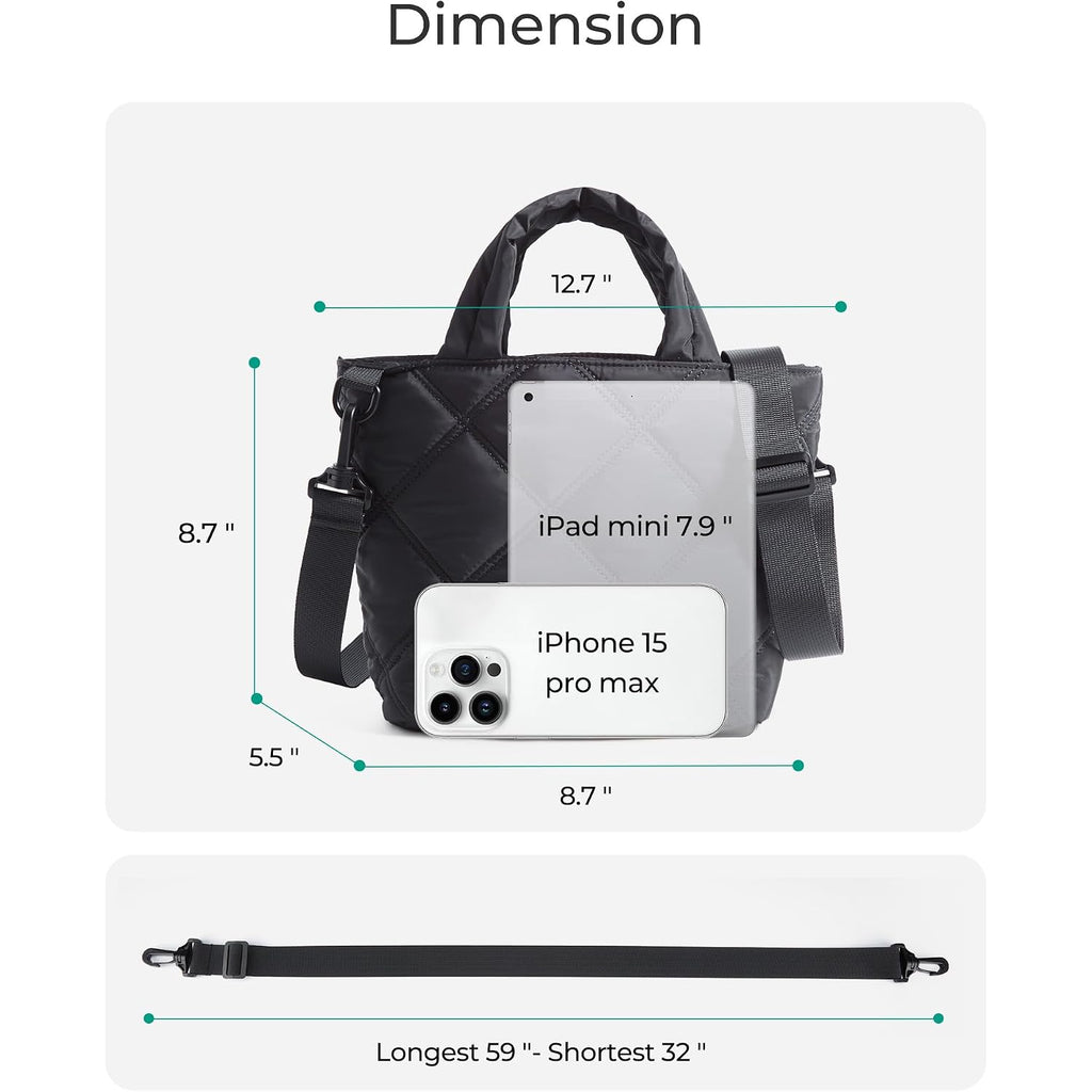 Bagsmart Crossbody Bags For Women, Lightweight Purses For Women, Quilted Puffer Tote Handbags For Daily Use,Shop,Travel