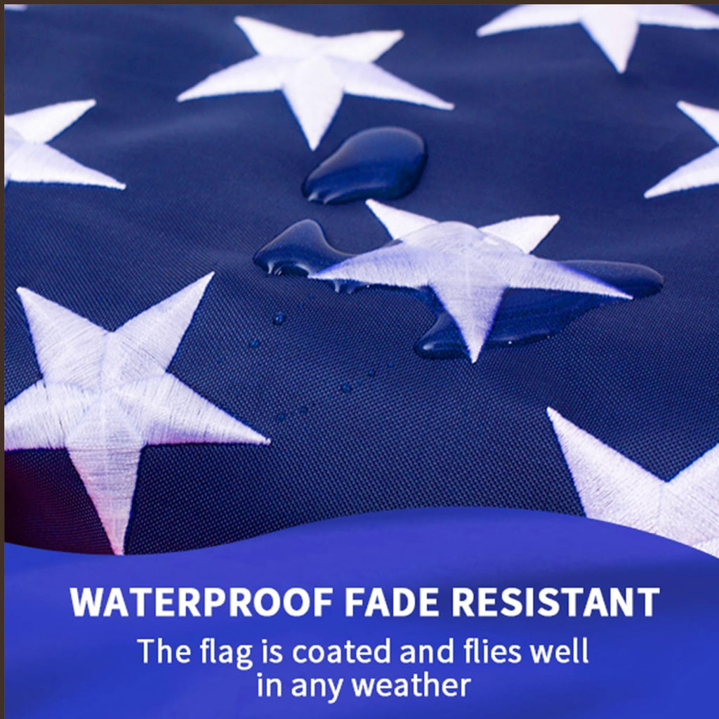 American Flags For Outside 3X5 Ft, Heavy Duty Outdoor Us Flag With Waterproof Embroidered Stars, Sewn Stripes & Brass Grommets For High Wind, Uv Fade Resistant