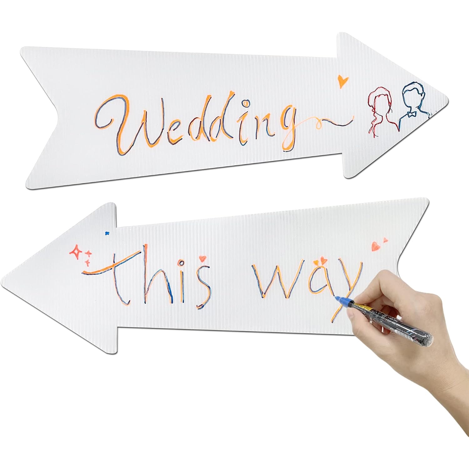 Blank Arrow Signs With Stakes 3 Pack 17 X 6 Inches Wedding Directional Yard Signs With Stakes, This Way Arrow Yard Signs Birthday Party Signs Arrow