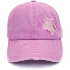 Initlove Ponytail Baseball Cap For Women Star High Messy Bun Caps Washed Cotton Distressed Hats