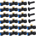 Hotop 20 Pieces Brass Misting Nozzles 1/4 Inch, Mister Replacement Nozzles Tees With Plugs For Outdoor Cooling System, Misting System Accessories For Patio, Greenhouse, Garden