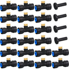 Hotop 20 Pieces Brass Misting Nozzles 1/4 Inch, Mister Replacement Nozzles Tees With Plugs For Outdoor Cooling System, Misting System Accessories For Patio, Greenhouse, Garden