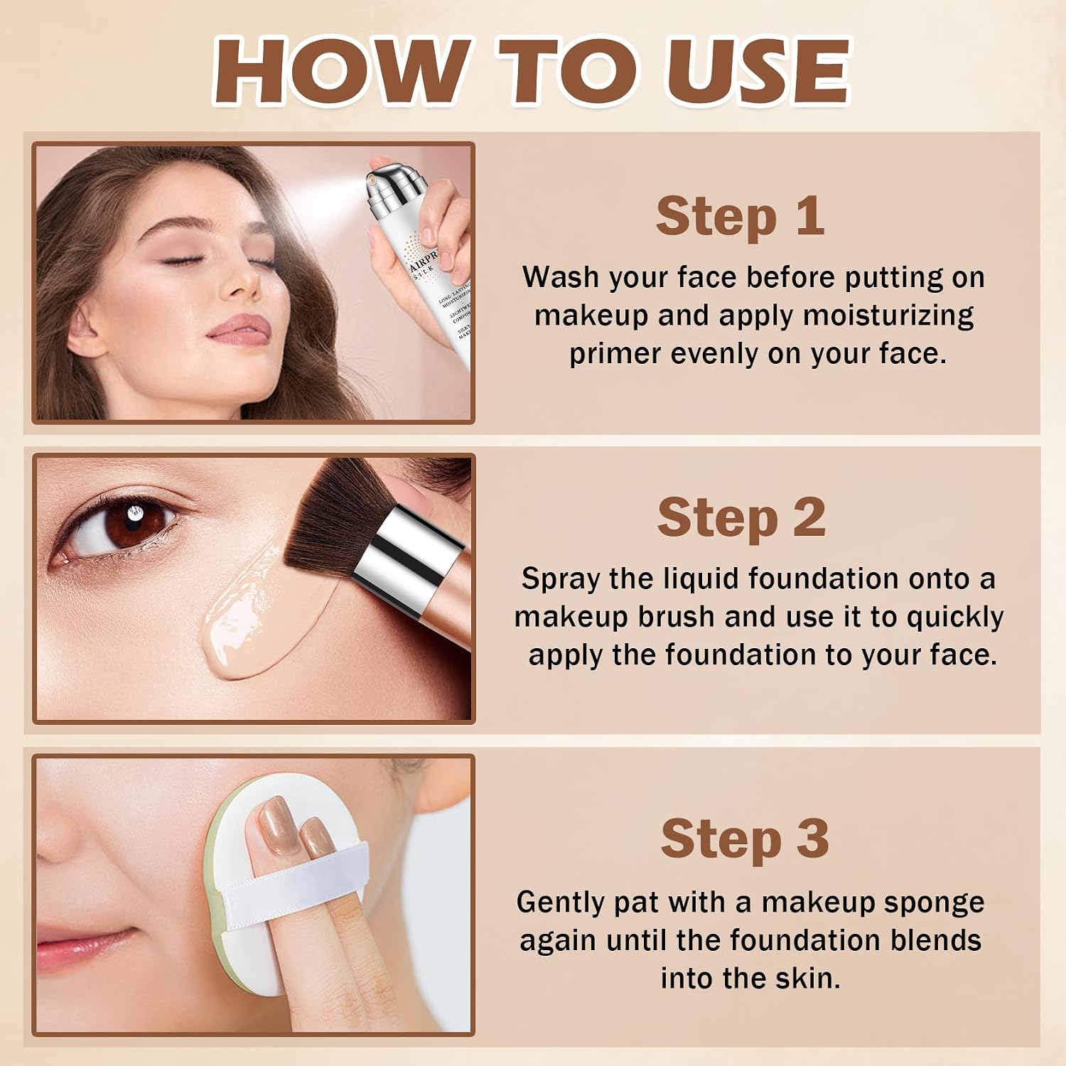Magic Minerals Airbrush Foundation And Makeup Primer For Face,Full Coverage Foundation For Mature Skin,Moisturizing Airbrush Makeup (02 Beige)