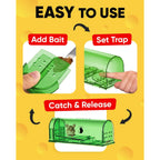 Motel Mouse Humane No Kill Live Catch And Release Mouse Traps, Reusable With Cleaning Brush - 4 Pack