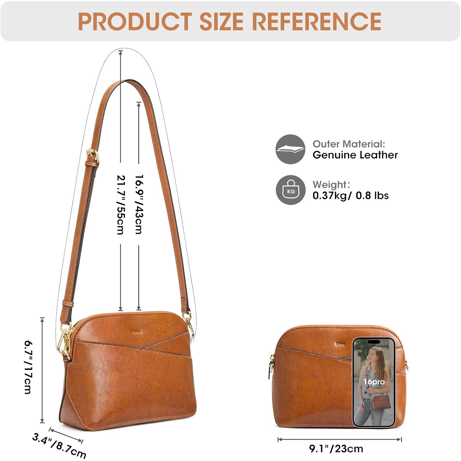 Kattee Small Leather Crossbody Bags For Women, Trendy Purses Handbags Shoulder Bag, Genuine Leather Cross Body Bag For Woman