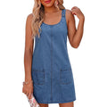 Dokotoo Womens Sleeveless Casual Denim Dress Western Cowgirl Outfits Jean Overall Dress