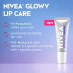 Nivea Glowy Lips, Vegan Lip Balm With Hyaluronic Acid, Vitamin E, And Magnolia Extract, Moisturizing Lip Balm Instantly Boosts Natural Lip Glow, 0.35 Fl Oz Tube