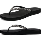 Kuailu Women'S Rhinestone Flip Flops With Comfort Arch Support Yoga Mat Cushion Sandals Fashion Summer Beach Travel Orthotic Walking Thong Sandles Slip On Plantar Fasciitis Indoor Outdoor Shoes
