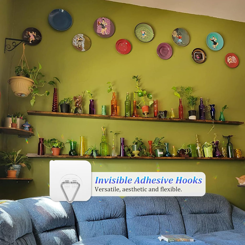 Wall Plate Hangers For Display - Invisible Adhesive Picture Hangers For Wall - Ideal For Hanging Decorative Plates | Photo Frames | Paintings - 2.4 Inch
