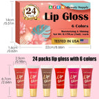 Azen 24 Pack Lip Gloss Set, Color Lip Oil For Dry Cracked Lips Moisturizing Hydrating Nourishing With Vitamin E, Mothers Day Gifts For Women