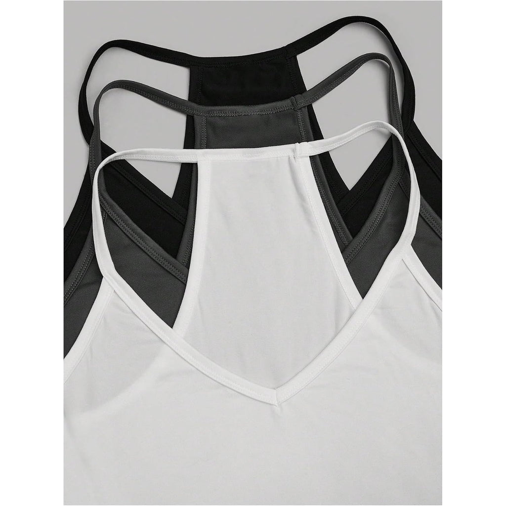 Soly Hux Women'S Plus Size V Neck Camisole 3 Packs Sleeveless Basic Tops Slim Fit Racerback Cami Shirts