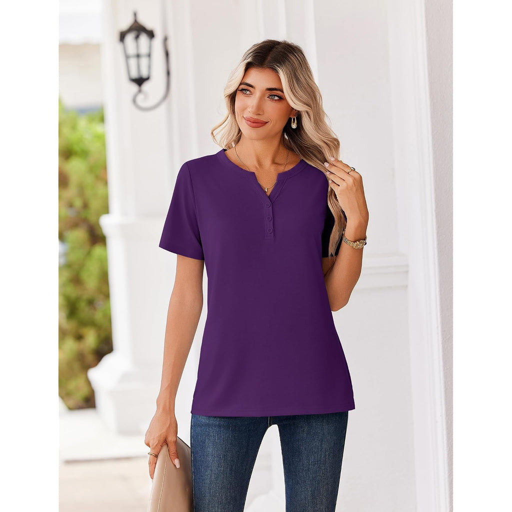 Zeagoo Womens Summer Tops V Neck Short Sleeve Shirts Dressy Casual Blouse Spring Vacation Tshirts Clothes
