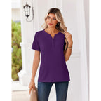 Zeagoo Womens Summer Tops V Neck Short Sleeve Shirts Dressy Casual Blouse Spring Vacation Tshirts Clothes