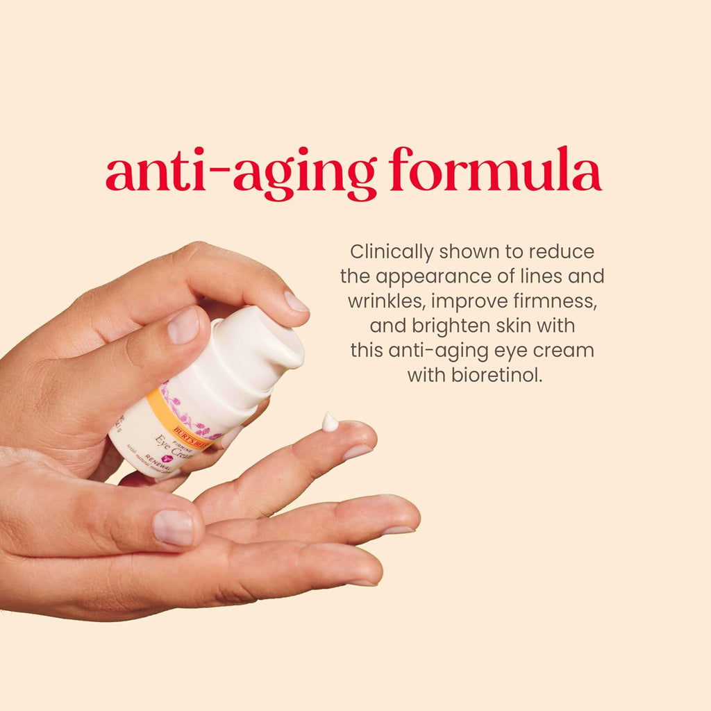 Burt'S Bees Renewal Firming Eye Cream With Natural Retinol Alternative, Reduces Appearance Of Lines, Wrinkles, Under-Eye Circles And Crow'S Feet, 99 Percent Natural Origin Skin Care, 0.5 Oz. Bottle