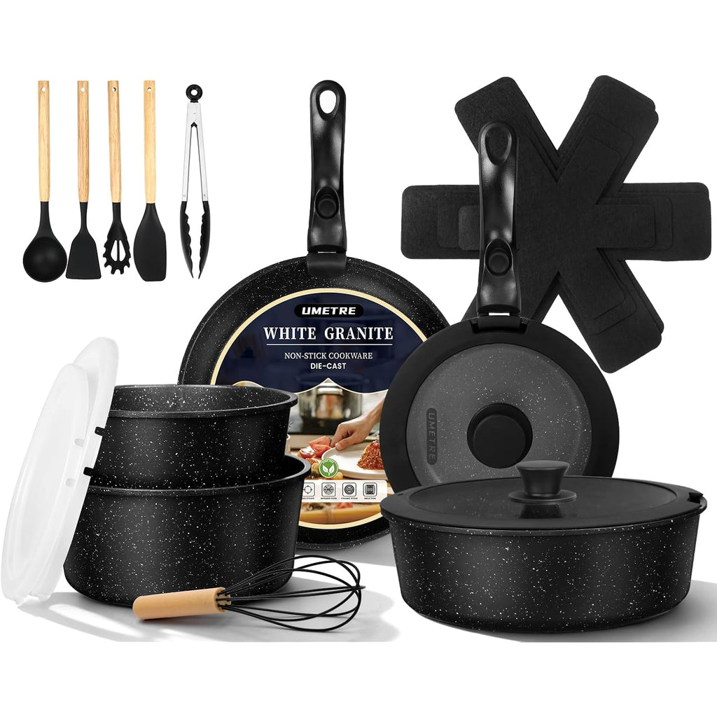 Pots And Pans Set, Nonstick Cookware Set Detachable Handle, Induction Kitchen Cookware Sets With Removable Handle, Non Stick Rv Cookware Set, Dishwasher ＆ Oven Safe (21 Pcs)
