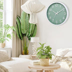 Wall Clocks Battery Operated 8 Inch Modern Wall Clock,Silent Non Ticking Wall Clock For Living Room Bedroom Kitchen Office Classroom Decor (Green White)