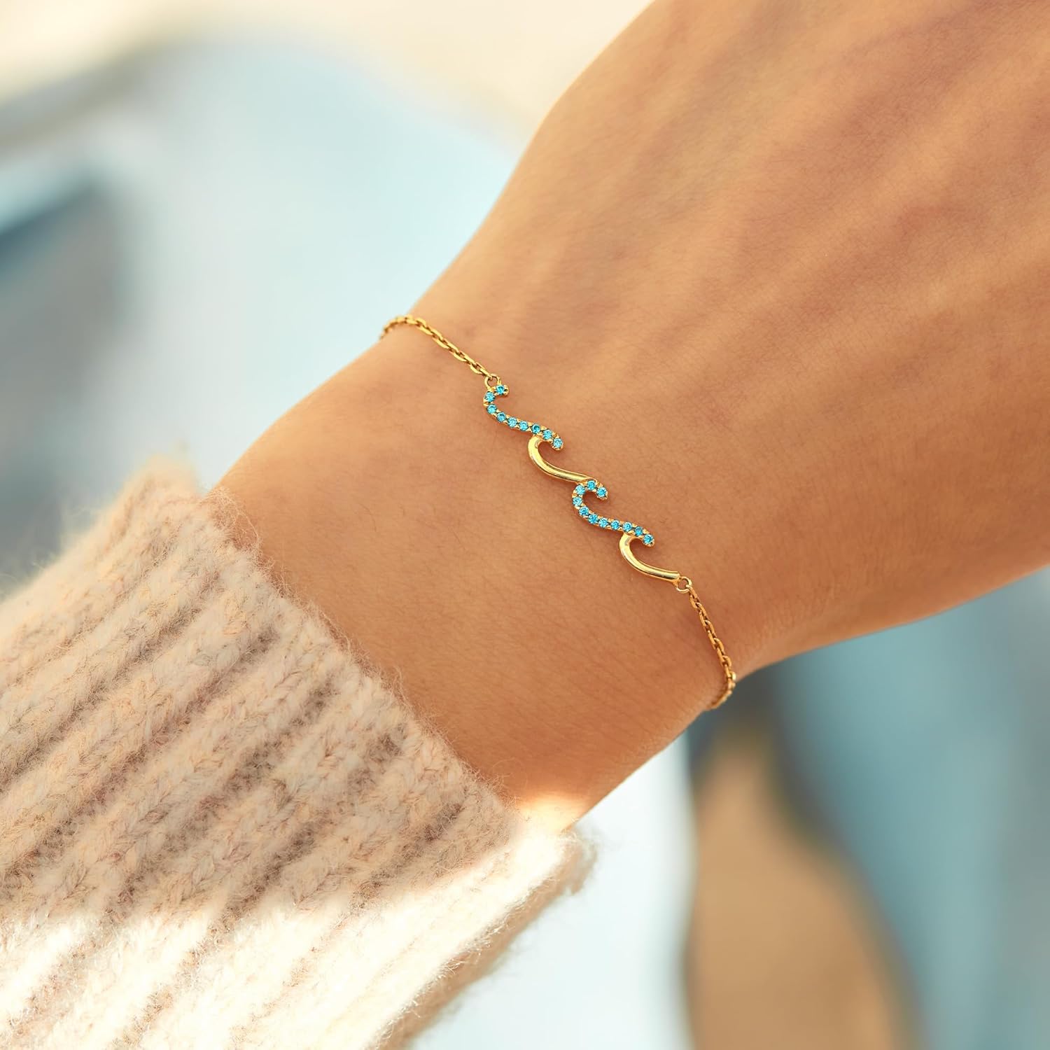 STORYJEWELLERY Sister Gifts, Sister Bracelet, Birthday Gifts for Sisters, Wave Bracelet, Cross Bracelets, Christian Jewelry