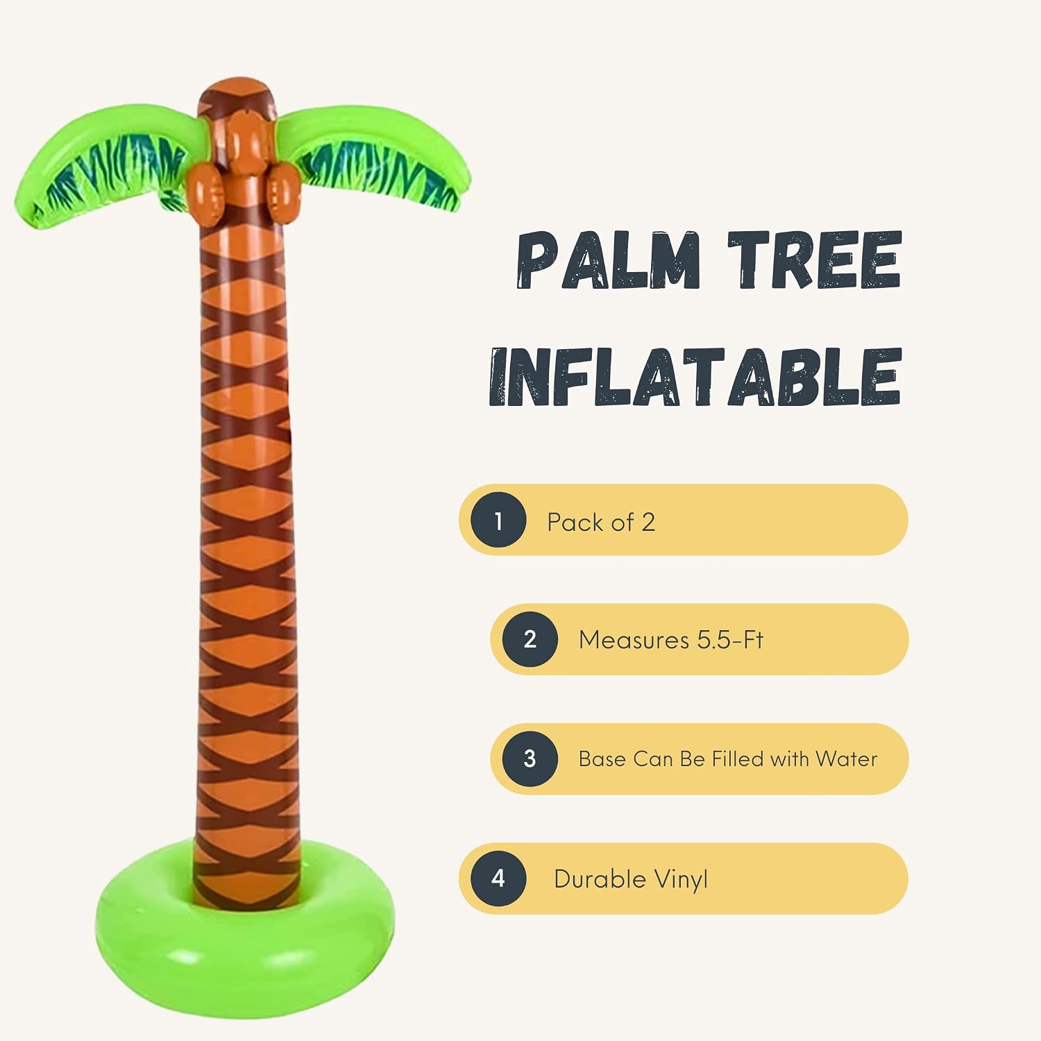 4E'S Novelty 2 Pack Giant Inflatable Palm Trees 6 Ft Tall - Palm Tree Blow Up For Tropical Seaside Inflate Trees Party Decorations, Summer Beach Tree Party, Beach Decoration Plant Birthday Supplies