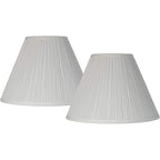 Set Of 2 White Pleated Large Empire Lamp Shade (Pre-Assembled) S 6.5" Top X 15" Bottom X 11" High (Spider) Replacement With Harp And Finial