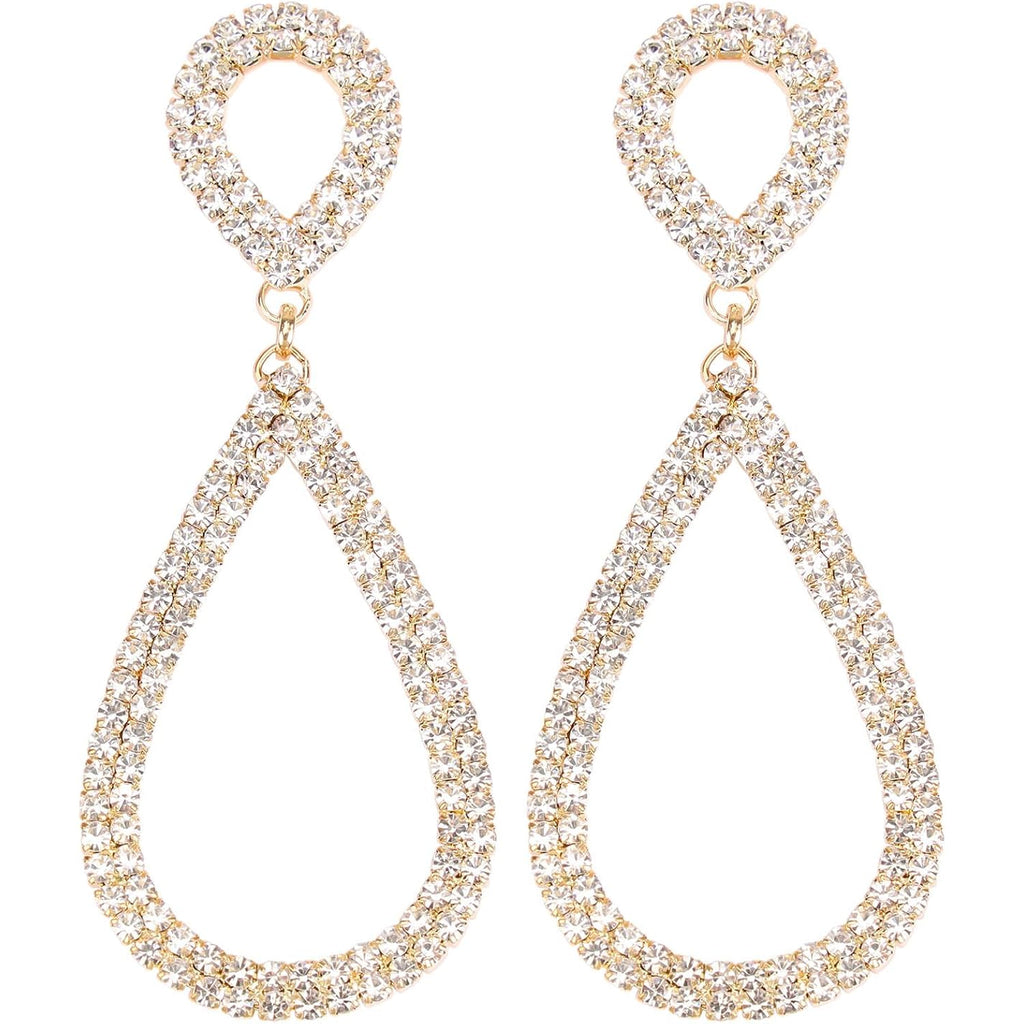 Rhinestone Teardrop Dangle Earrings Sparkly Wedding Jewelry