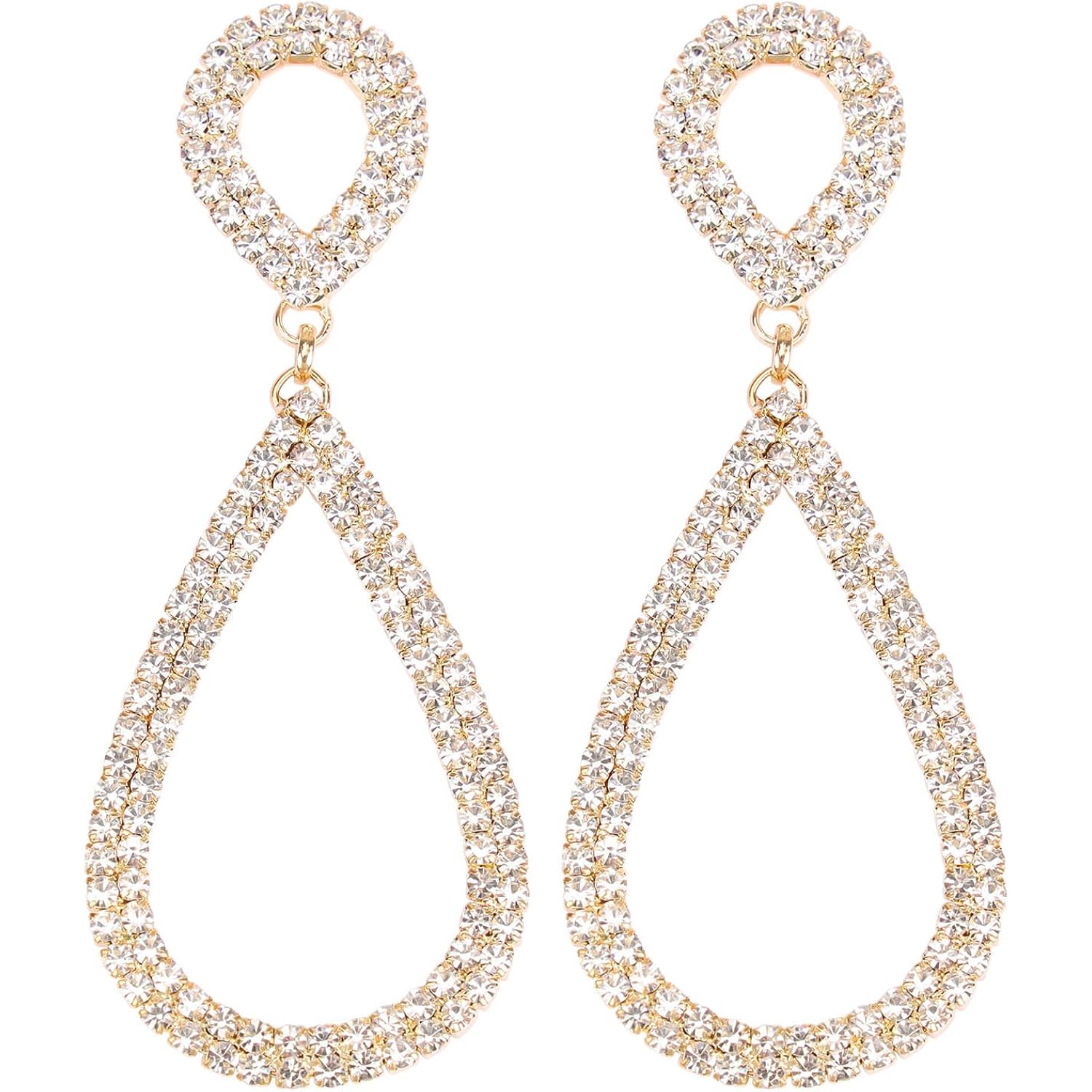 Rhinestone Teardrop Dangle Earrings Sparkly Wedding Jewelry